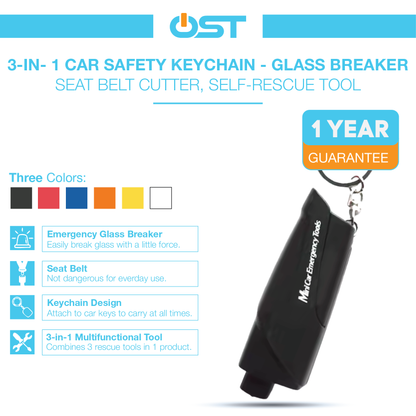 3-in-1 Emergency Window Breaker & Seatbelt Cutter