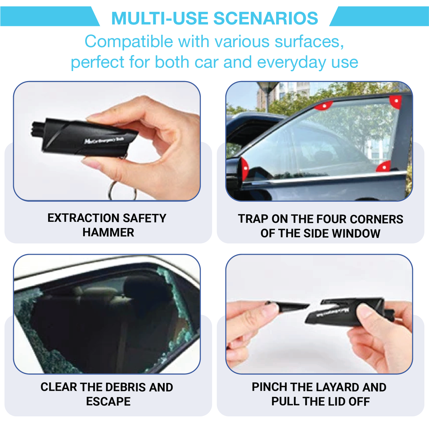3-in-1 Emergency Window Breaker & Seatbelt Cutter