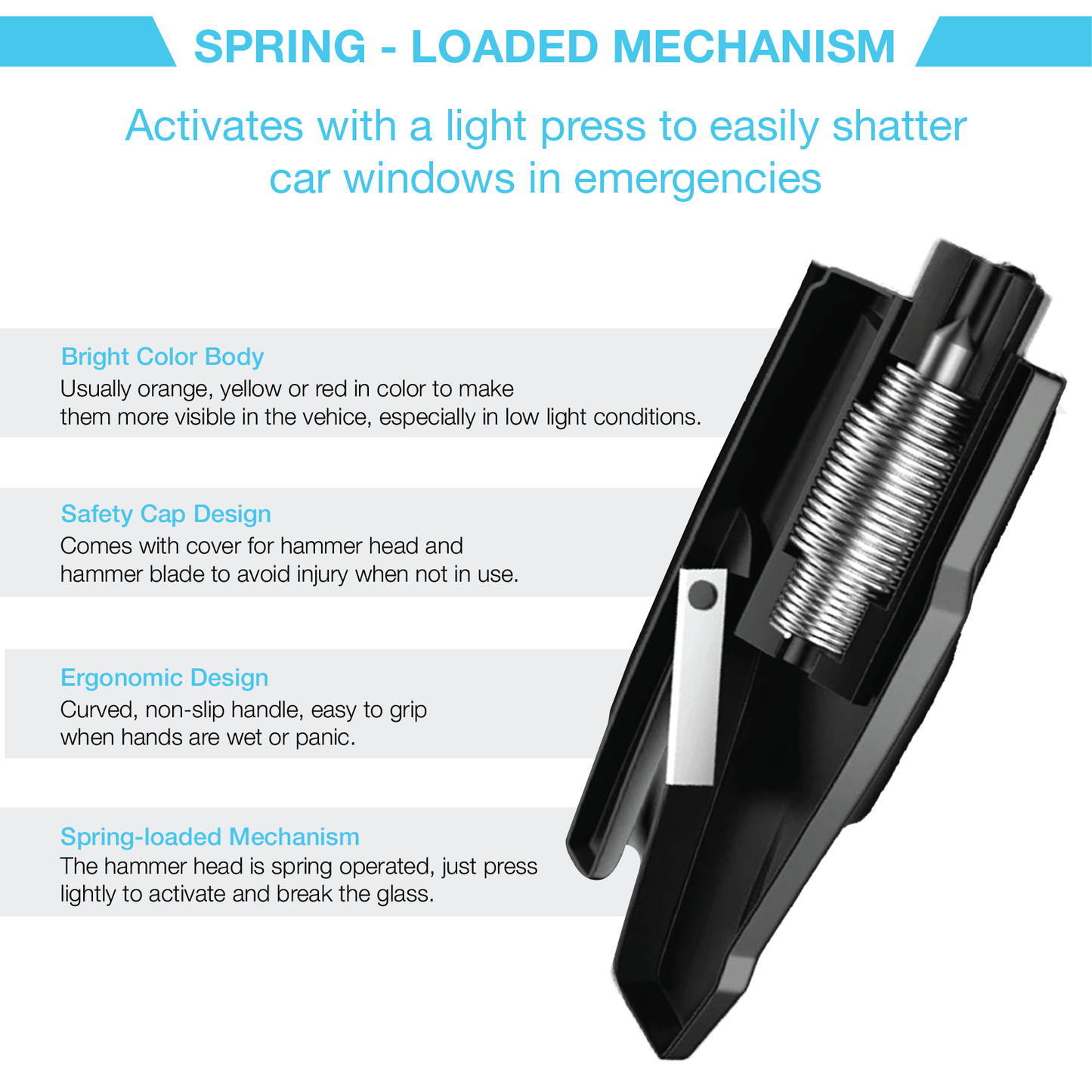 3-in-1 Emergency Window Breaker & Seatbelt Cutter